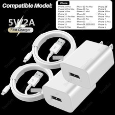 USB Wall Charger Block Fast Charging Cable Lot For iPhone 6 7 8 XR X 11 12 13 14