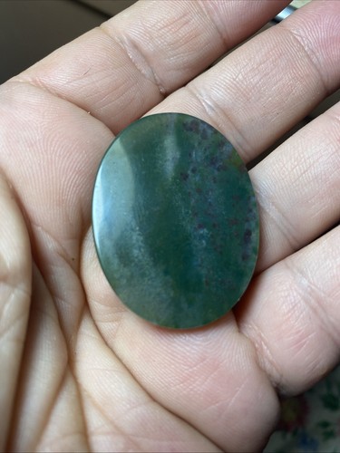 Jade Cabochon grün flacher Boden 25ct Vintage 40mm x 30mm riesig - Bild 9 von 9