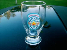 FROM THE ONE AND ONLY NEW CASTLE   BEER BEVERAGE GLASS WITH  SUMMER ALE LOGO 6" 