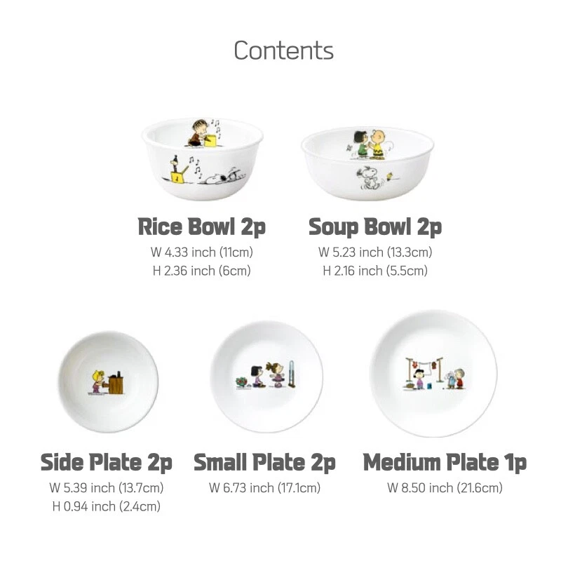 CORELLE x Peanuts Edition Snoopy The Home Couple 9P Set Dinnerware Plate Bowl - Image 2 of 4