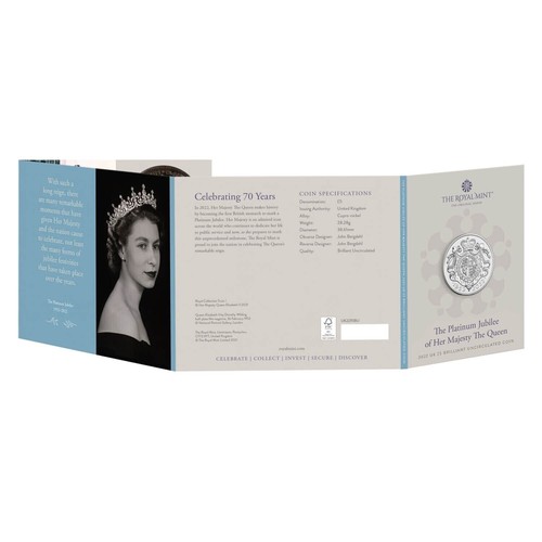 The Platinum Jubilee of Her Majesty The Queen 2022 UK £5 Brilliant Uncirculated - Picture 6 of 7