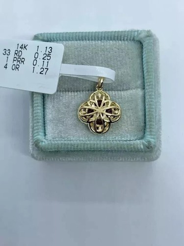 2.12Ct Oval Cut Lab-Created Red Ruby Clover Shape Pendant 14k Yellow Gold Plated - Picture 3 of 8
