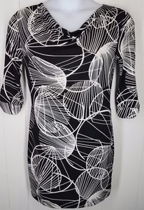 Banana-Republic-Dress-size-XS-black-white-print-3-4-sleeve-mini