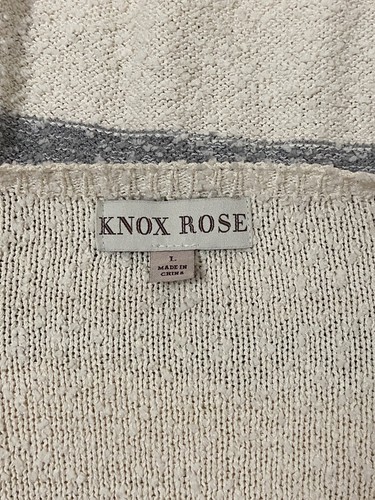Maglione donna Knox Rose scollo a V a righe maniche lunghe taglia L beige macchia - Foto 5 di 11