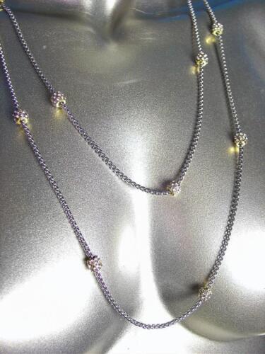 Atemberaubende 18kt vergoldete Kristalle 16 Charms Silber Box Kette lang 54" Halskette - Bild 6 von 10