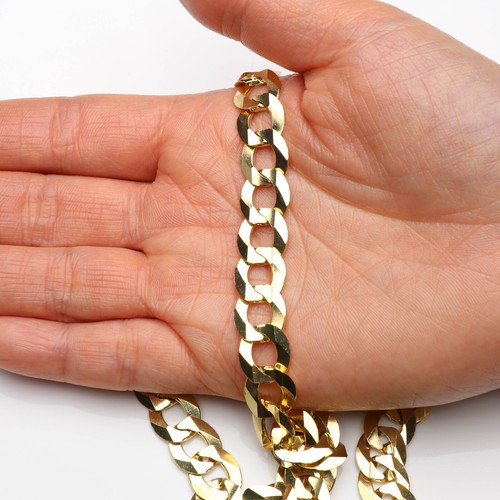 10K massives Gelbgold kubanisches Armband 11,5 mm 8-9 Zoll - Panzerkette Glied Herren Damen - Bild 2 von 3