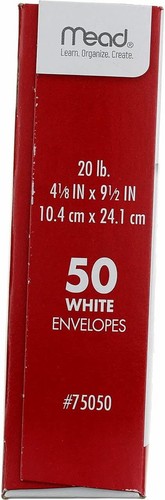1 Mead 75050 #10 4 1/8 x 9 1/2 gummierter Verschluss 50 Stück weißer Umschlag - Bild 8 von 9
