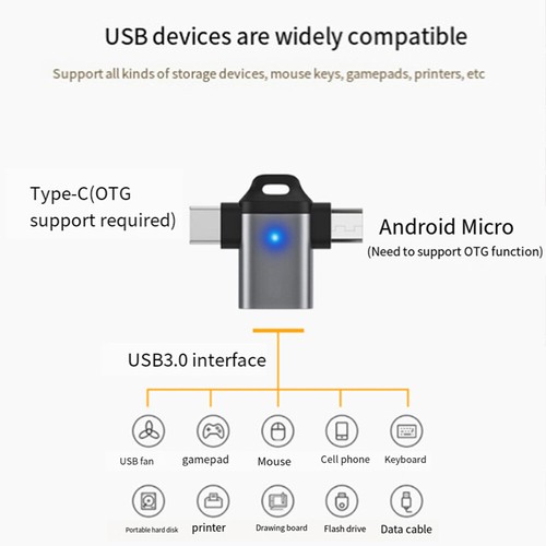 3X USB-C To Memory Card Reader TF Adapter Type C For Android Phone O о - Afbeelding 8 van 24