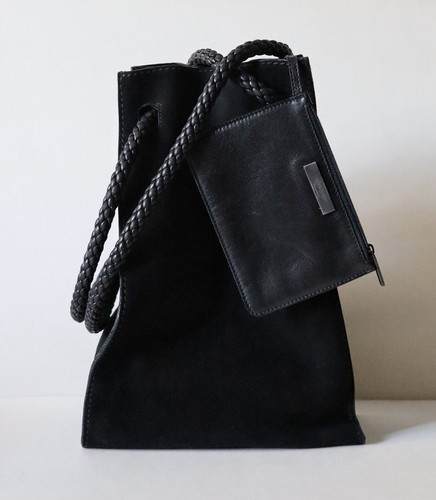 YVES SAINT LAURENT Rives Gouche Womens Suede Black Tote Bag with Purse - Picture 2 of 16