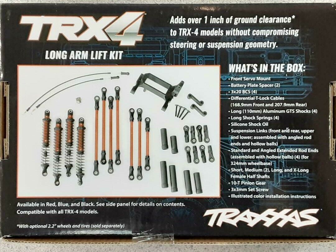 Traxxas 8140X TRX-4 Complete Long Arm Lift Kit Blue Brand