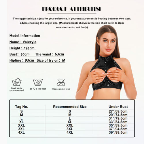 Womens Hollow Cupless Bra Lingerie Patent Leather Underwear Wet Look Crop Tops - Picture 16 of 45
