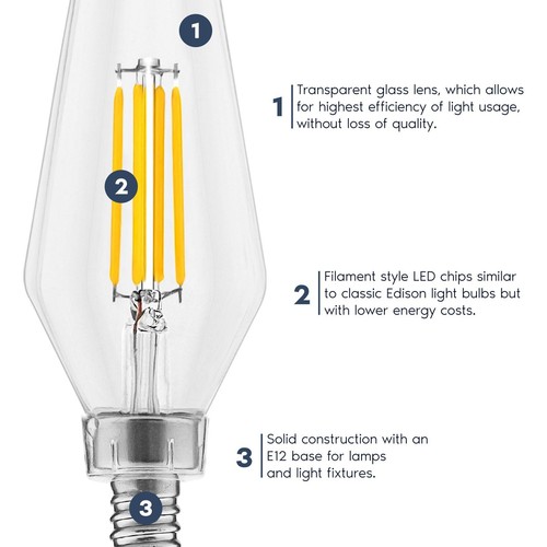 Luxrite E12 Candelabra LED Light Bulbs 60 Watt Equivalent, 2700K Warm White,... - Picture 5 of 7