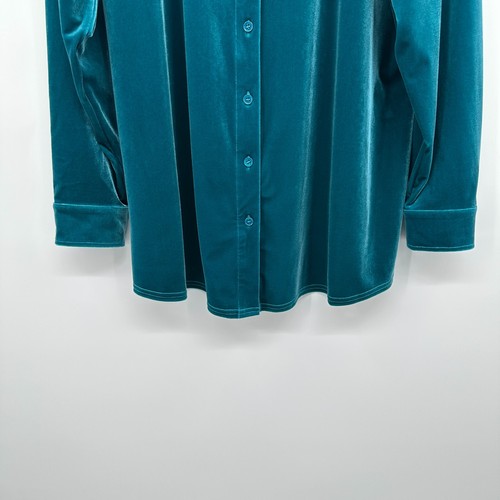 Soft Surroundings Tunic Top Shirt 1X Stretch Velvet Button Up Holiday Academia - Picture 4 of 10