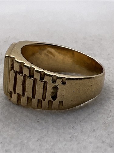 Solid 18K (750) Yellow Gold LETTER “A” Men's SIGNET Band Ring 9gr. Size 8 - Picture 4 of 16