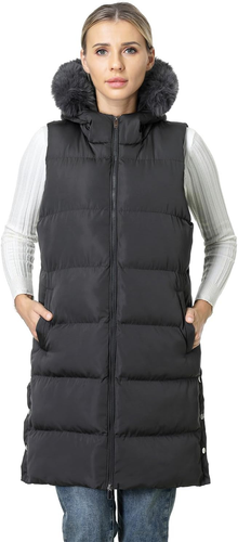 Women'S Waterproof Long Puffer Vest Sleeveless Warm Winter Coat down Alternative - Picture 7 of 12