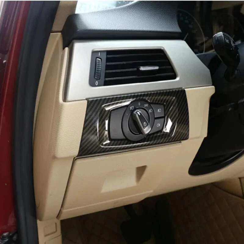 Tampa do interruptor do farol dianteiro estilo fibra de carbono para BMW E90 E92 E93 2005-2012 - Imagem 2 de 4