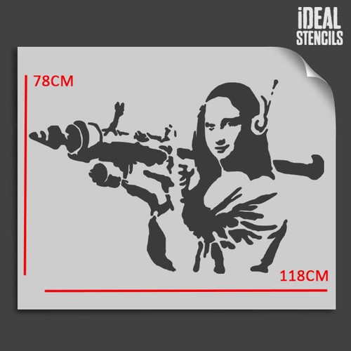 Plantilla Banksy Mona Lisa XL ENORME Pintura de decoración de pared para el hogar - Plantillas ideales Ltd - Imagen 2 de 4