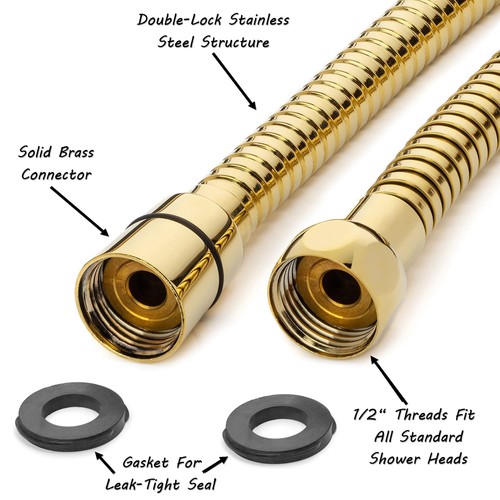 60 Inch Flexible Shower Hose (Aqua Elegante) - Polished Brass - Picture 2 of 3