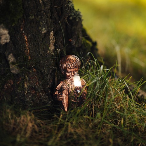 Solar Bronze Optik Statuen Mädchen und Junge Garten Deko Figuren Außenleuchten - Bild 15 von 24