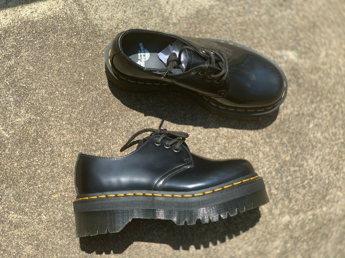 NIB Dr. Martens 1461 QUAD PLATFORM SHOES BLACK SMOOTH