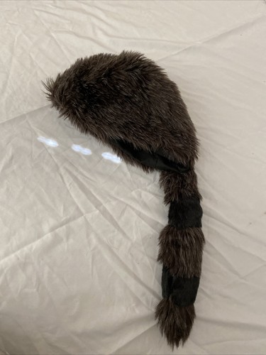 Faux Raccoon Coon Hat Davy Crockett Costume Hat Halloween Kids - Picture 1 of 2