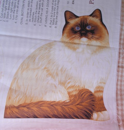 2007 FLUFFY & TABBY CATS FABRIC PANEL PILLOWS OR DOOR STOP PATTY REED DESIGN - Picture 4 of 6