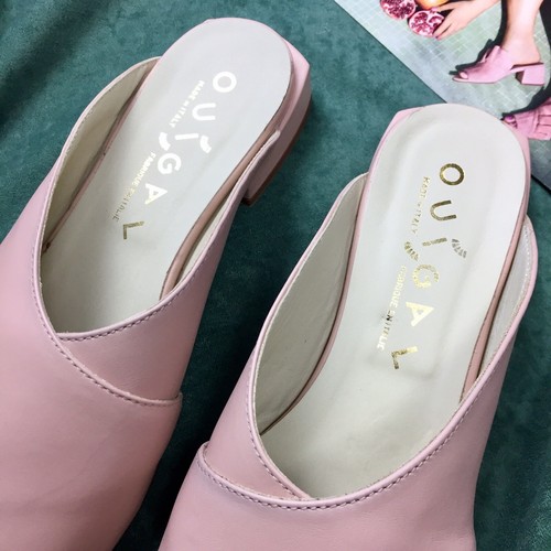 Ouigal Kourtney Open Toe Mod Blush Nude Pink Leather Mules Block Heel 40 / 8.5 - Picture 3 of 12