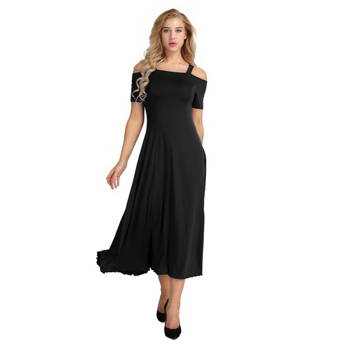 Damen Langarm V Ausschnitt Samt Kleid Elegant Abend Party Swing Kleider - Bild 75 von 80