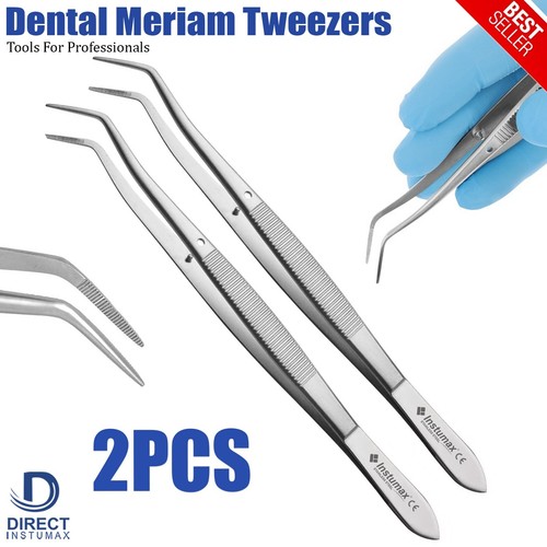 Meriam Tweezer Curved Dental Surgery 16 cm Surgical Medical Serrated INSTUMAX - Picture 4 of 7