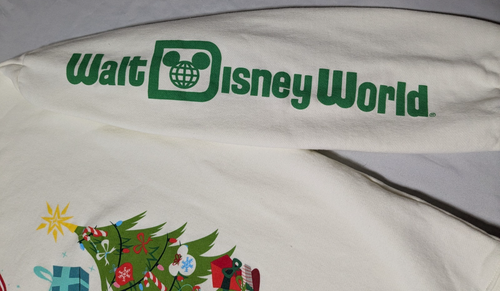 DISNEY WORLD MICKEY MOUSE Santa Magical Christmas Adult Large Ivory Sweatshirt - Picture 4 of 15