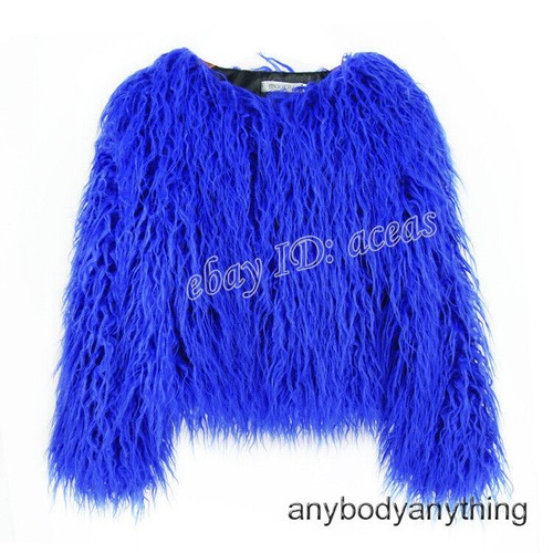 Womens Faux Mongolian Lamb Fur Coat Long Hair Overcoat Furry Outwear Warm Jacket - Picture 6 of 25