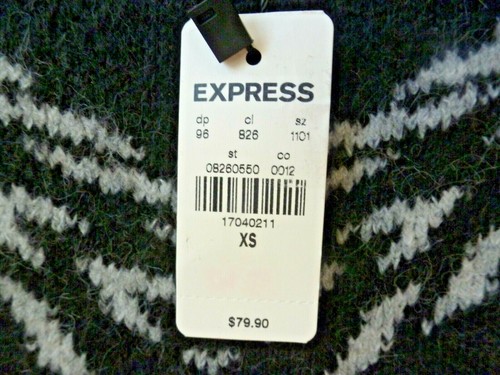 Express Womens Sweater Southwest Aztec Tribal Gray Black XSMALL Slouchy Soft NWT - Picture 2 of 5