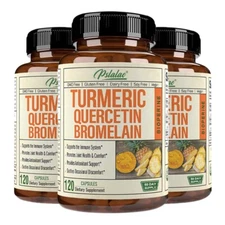 Turmeric Quercetin Bromelain Capsules - Immune Support, Bone and Joint Health