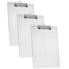 A4 Clipboard with Side Rulers Low Profile Clip 3-Pack Clear Crystal Color