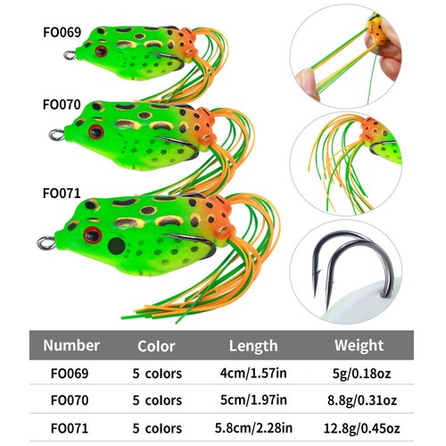 5pcs/set Large Frog Topwater Soft Rubber Fishing Lures Bait Crankbaits 3 Size - Picture 2 of 12