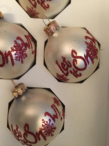 Box 4 Vintage RAUCH Glitter Glass Let It Snow 2" CHRISTMAS Bulb Ornaments USA - Picture 5 of 6