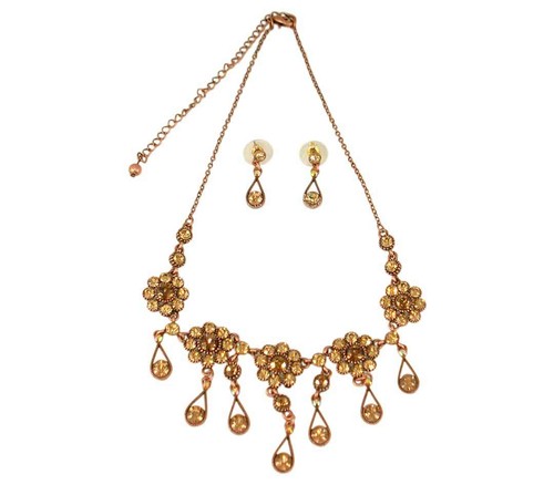 Vintage Style Gold Austrian Crystal Necklace and Earring Set - Picture 2 of 3