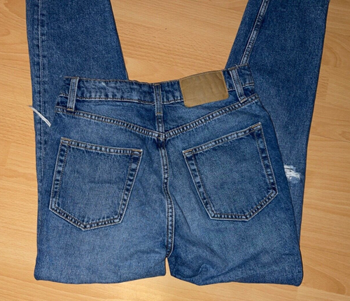DIVIDED High Waist Jeans Damen Gr. DE 34 blau Casual-Look Knopfleiste Risse - Bild 4 von 4