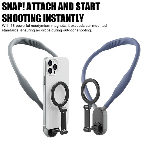 Silicone Magnetic Neck Holder Mount Necklace POV Quick Release for Mobile Phone - Picture 6 of 16