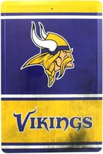 NFL Minnesota Vikings 12" Metal Tin Sign Bar Mancave Garage Wall Plaque Pub Work