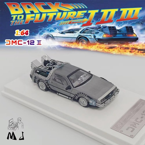 MJ DMC-12 DeLorean Back To The Future Time Machine Original Car Models Gift 1:64 - Foto 6 di 14