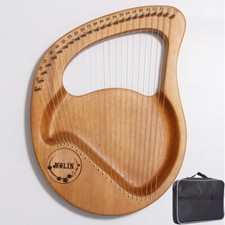 Solid Wood Lyre Harp 24-String Harp Mahogany Lyre Harp With Pick Strings Wiper F