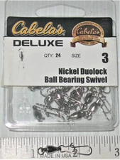 24 CABELA'S NICKEL Sz 3 Ball Bearing Swivels w DUOLOCK snaps  BSD-N3