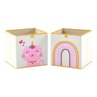 2 Piece Children's Foldable Cube Organizers: Caticorn & Deer Nursery Toy Storage