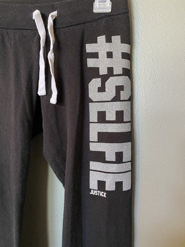 Justice Sweat Pants Joggers Girls Size 7 #selfie - Picture 2 of 5
