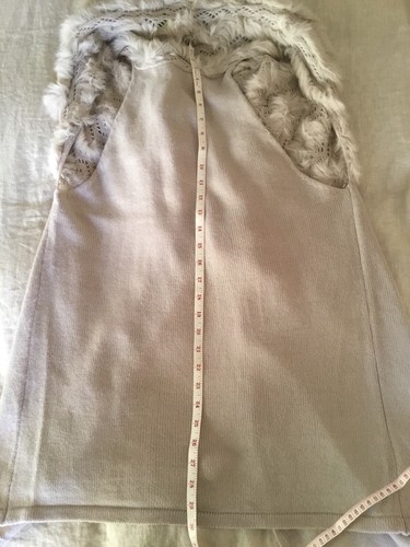 BRAVE & TRUE Beige Rabbit FUR Wool Blend Knit Waterfall VEST One Size *EUC* - Picture 9 of 11