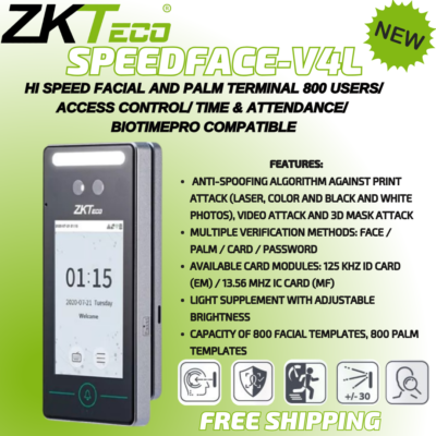ZKTeco SPEEDFACE-V4L Hi Speed Facial and Palm Terminal 800