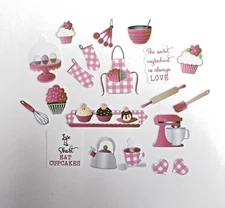 Baking Cupcakes Pink    Cardstock  Pre colored images Scrapbooking / Card Making