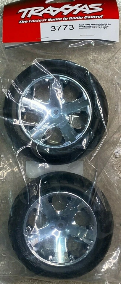 Traxxas Rustler VXL / XL-5 Rear Anaconda Tires On All-Star Chrome Wheels 3773 - Image 1 of 1