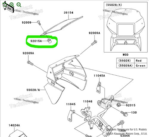 Kawasaki Windscreen/Cowling Nut 92015-1343 - 3 pcs. Fits Many Models Made In USA - Picture 2 of 8